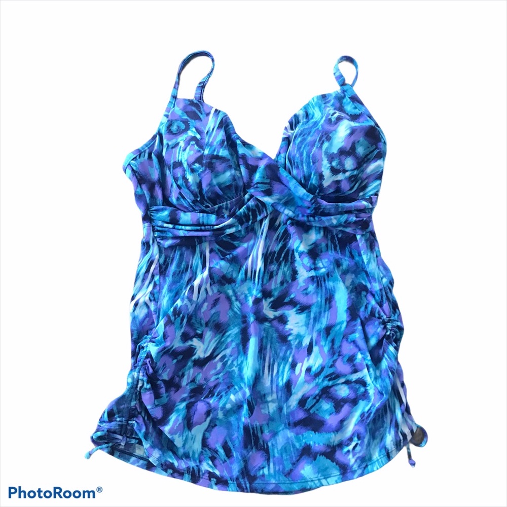TRIMSHAPER Purple/Blue Abstract Tankini Top